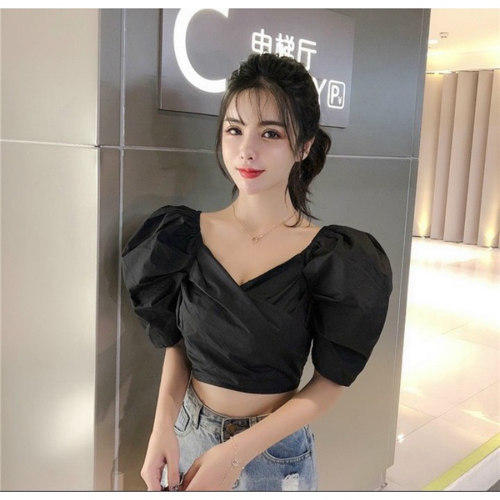 Áo xếp ly tay phồng nhún sau lưng chất Kate Nhật Cam Kết Hàng Y Hình Kèm Ảnh Thật Chính Chủ ( Size từ 40-53kg)