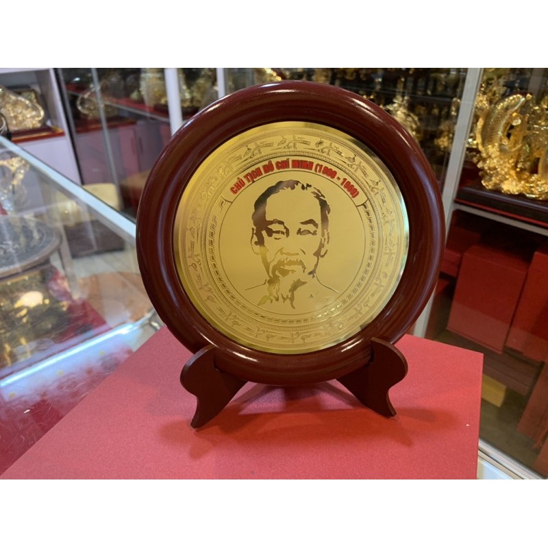 Đĩa quà tặng để bàn hình bác Hồ đường kính 17cm