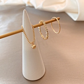 Set nhẫn nữ 3 chiếc basic màu vàng Gold Miênn