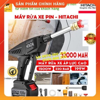 Máy rửa xe pin hitachi 199v, rửa xe-phun cây cảnh.
