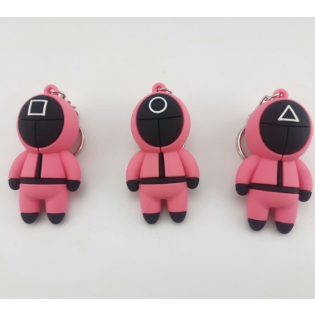 Móc khóa Trò chơi con mực Keychain Squid Game móc khóa lính canh mô hình Rubber doll