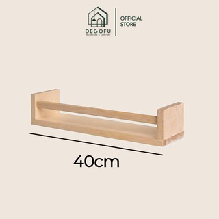 Kệ gỗ treo tường chữ U, giá gỗ tự nhiên DECOFU, kệ ngang dài 40cm