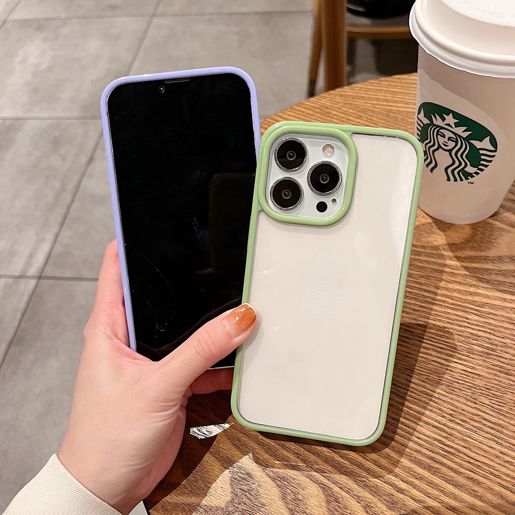 Ốp điện thoại silicon trong suốt viền vuông màu kẹo thích hợp cho iPhone 7+ 8 Plus SE 2020 X XS MAX XR 11 Pro