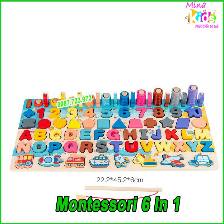 Đồ Chơi Cho Bé Bộ Chữ Cái Câu Cá Xếp Hình Montessori 6 In 1 Phát Triển Trí Tuệ