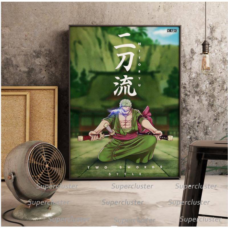 Tranh Vải Bạt Treo Tường In Hình Anime One Piece Zoro Trang Trí Nhà Cửa