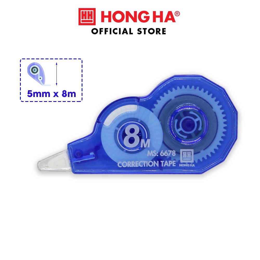 Bút xoá băng Hồng Hà 5mm x 8m - 6678 có vỏ làm từ nhựa PS không độc hại, dễ tái chế.