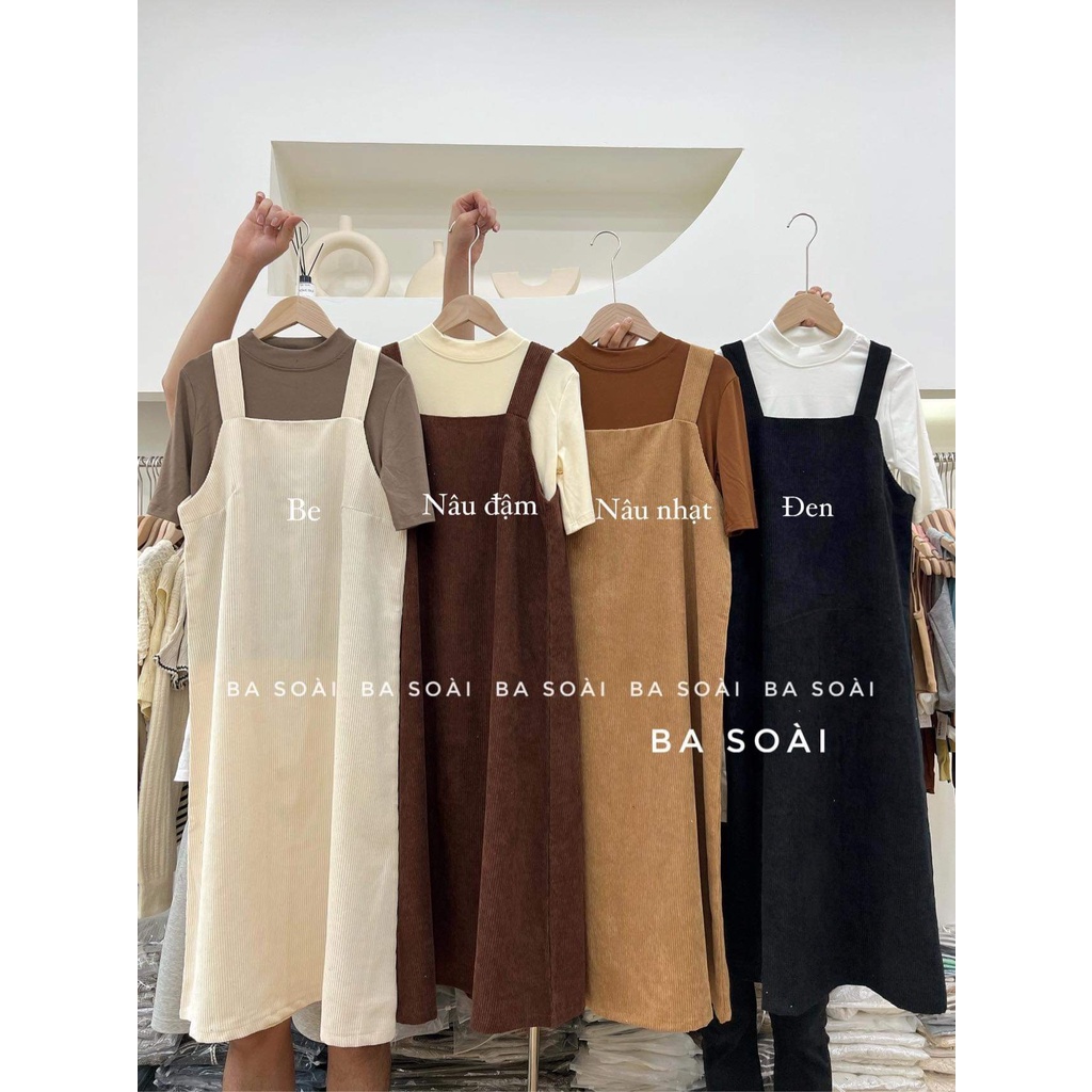 Váy yếm nhung tăm dáng dài Vaynhungyem2614