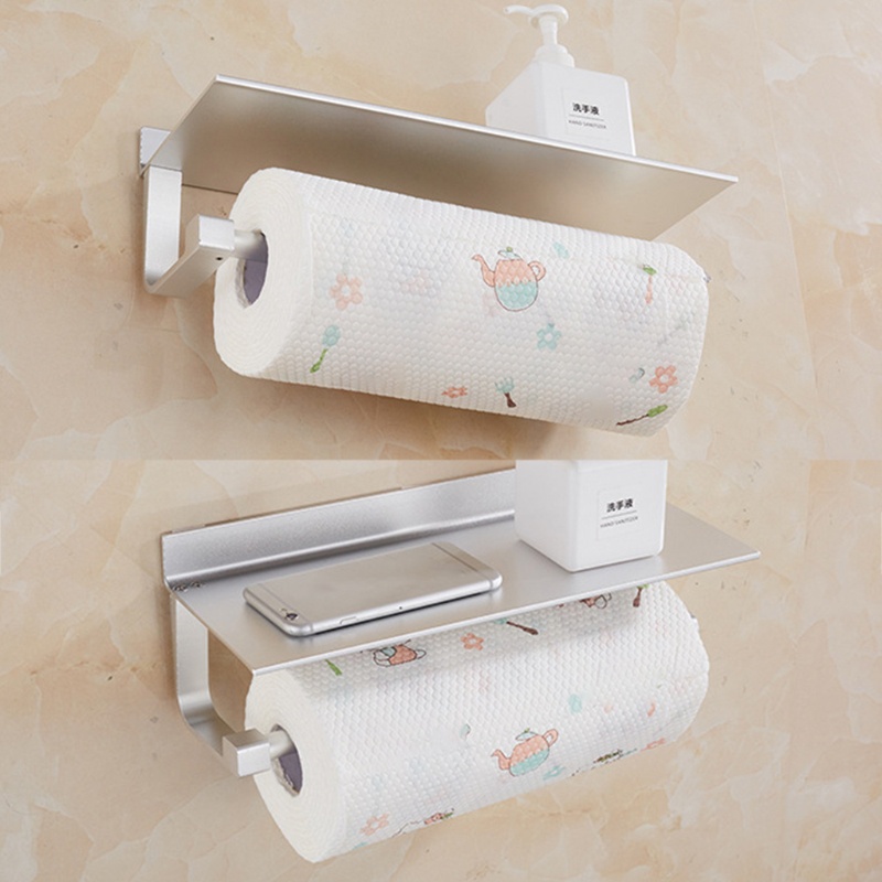 Giá Đỡ Cuộn Giấy Vệ Sinh Gắn Tường Bằng Thép Không Gỉ Kèm Khay Đựng Tiện Lợi Dành Cho Nhà Bếp / Phòng Tắm