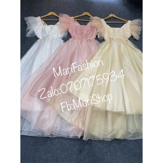 MARiVAN-ĐẦM MAXI TAY LOE CỔ VUÔNG