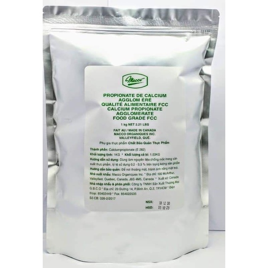 PHỤ GIA CHỐNG MỐC CHO BÁNH MỲ, BÁNH BAO CALCIUM PROPIONATE MACCO CANADA