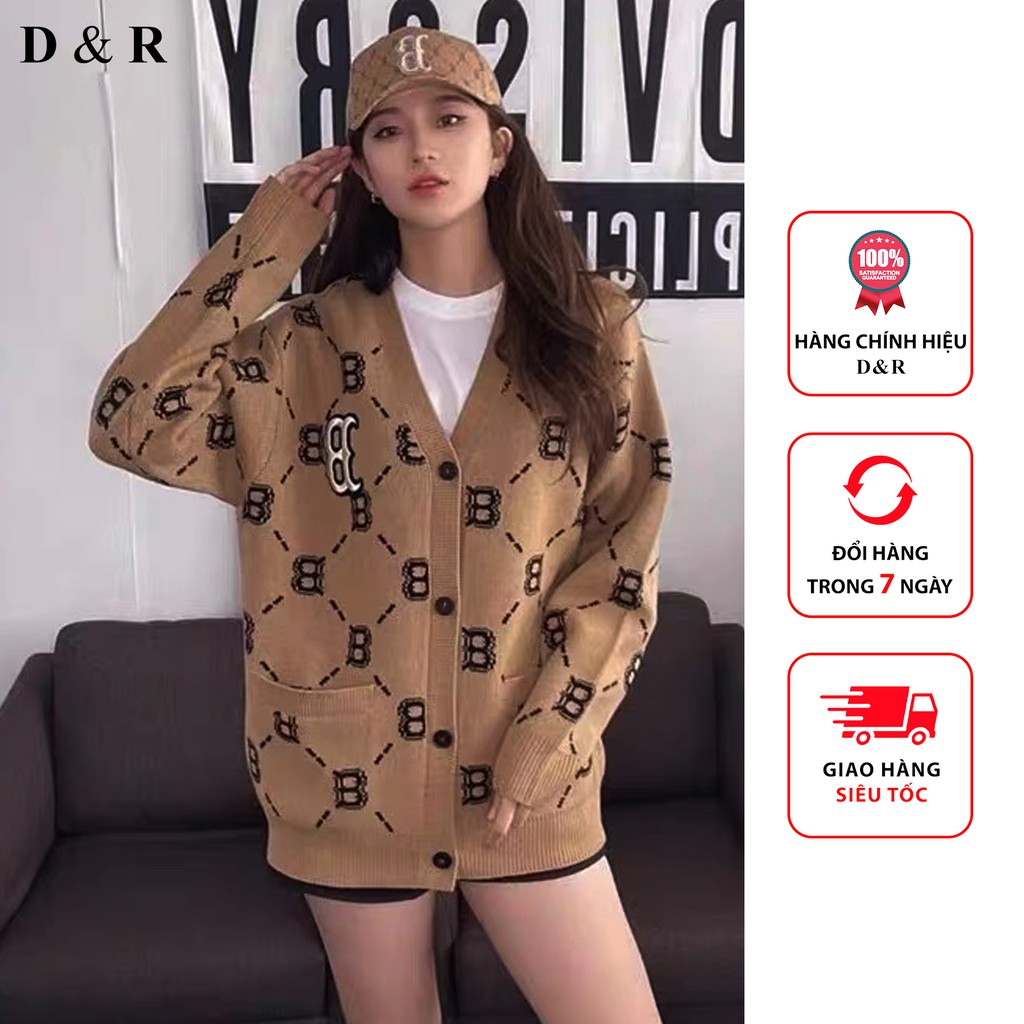 Áo khoác Cardigan len dệt kim họa tiết thêu BBR Quảng Châu cao cấp, Cadigan dày dặn thương hiệu thời trang D&R L004