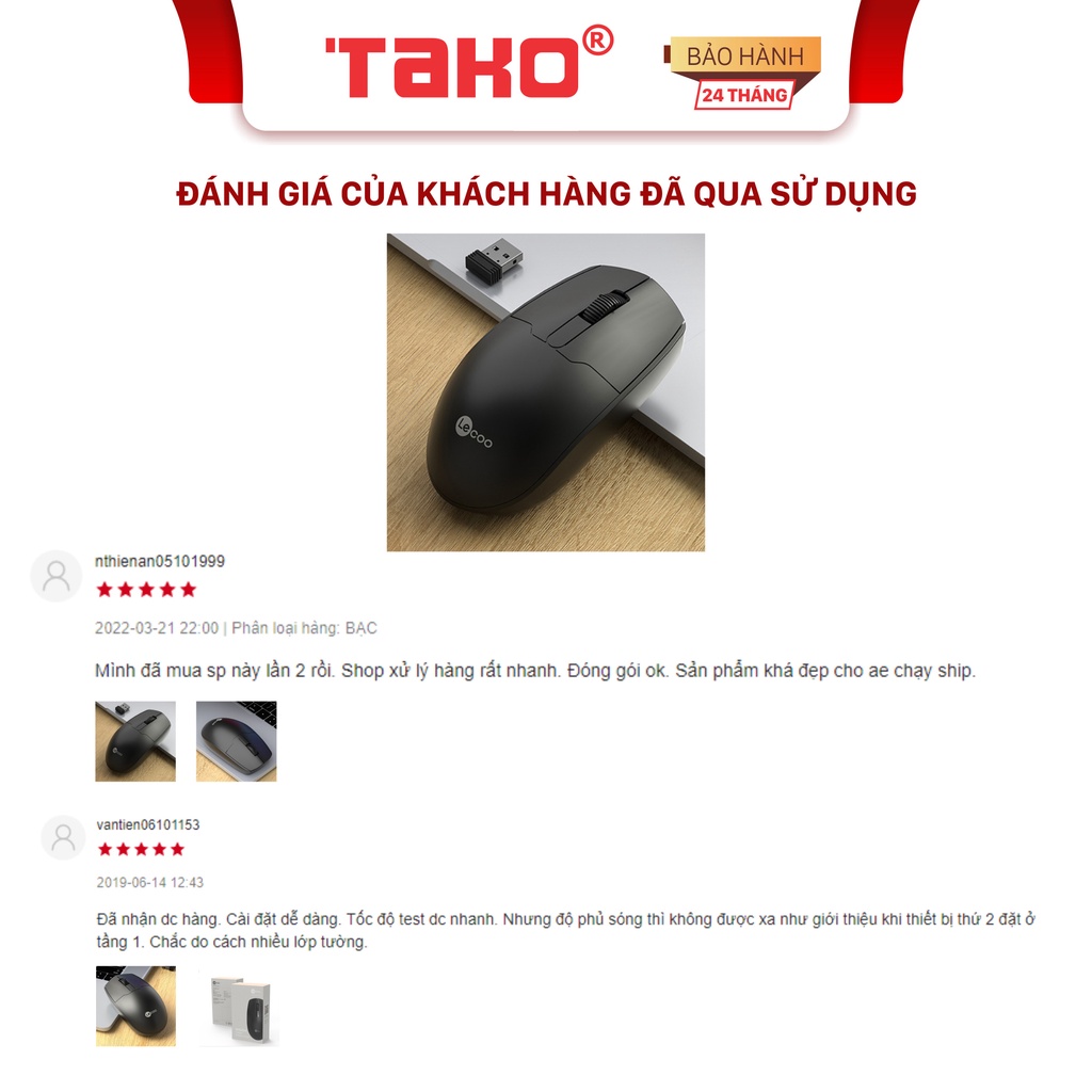 Chuột máy tính không dây LECOO WS204 dành cho dân văn phòng . Chính hãng, BH 24 tháng