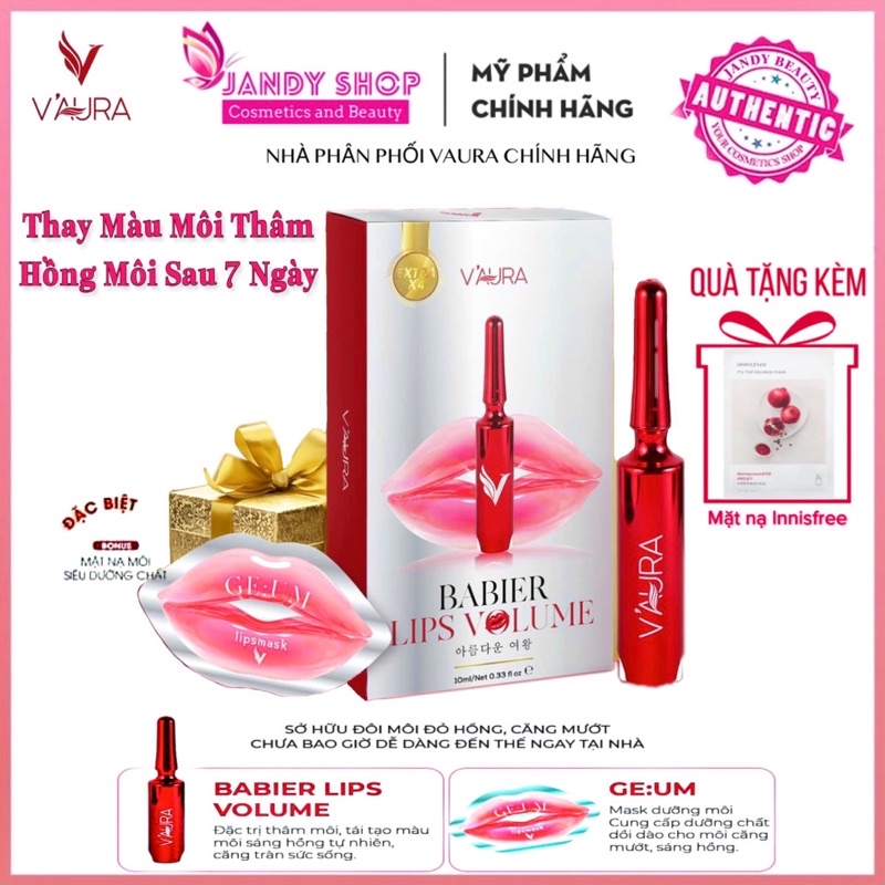 [Mẫu mới]Tinh Chất Cấy Môi Vaura Babier Lips Volume ,mờ thâm làm hồng môi sau 7 ngày