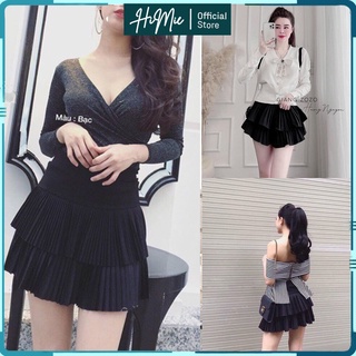 Chân Váy Lưng Cao Xếp Ly Dáng Ngắn, Đầm Xếp Ly 2 Tầng Tôn Dáng (Có quần bên trong) HiMie