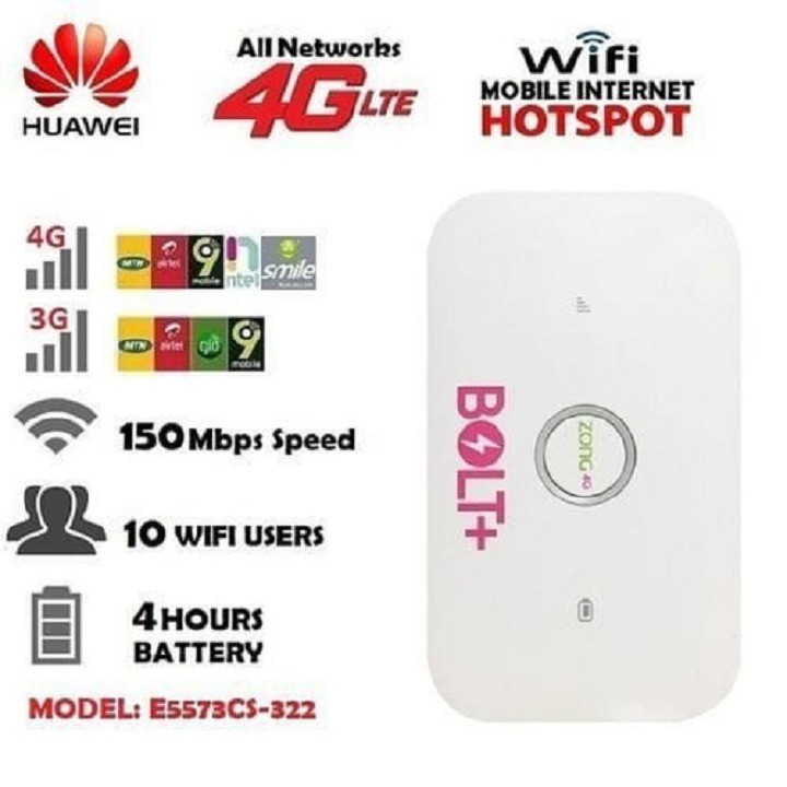 Bộ Phát Wifi, Bộ Phát 4G Huawei ZONG E5573 Bản Quốc Tế Tốc Độ 150Mbps Loại Tốt Nhất Trên Thị Trường