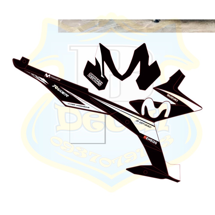 ( Quí khách vui lòng mang ra tiệm cho thợ dán ) Tem raider satria fi movistar đen