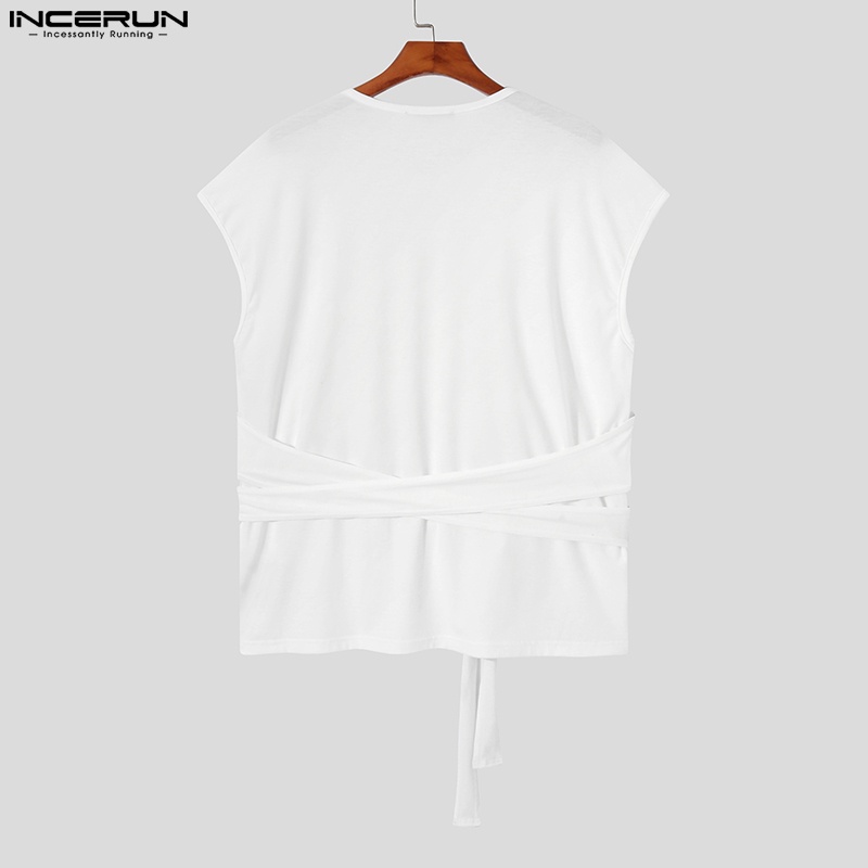 INCERUN Áo Thun Sát Nách Hoạ Tiết Dân Tộc Cho Nam Giới Size S-5XL