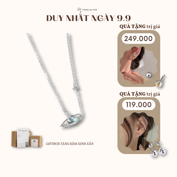 Dây chuyền nữ bạc 925 mạ vàng trắng Yong Silver mẫu hành tinh lấp lánh dây chuyền dạng chain freesize