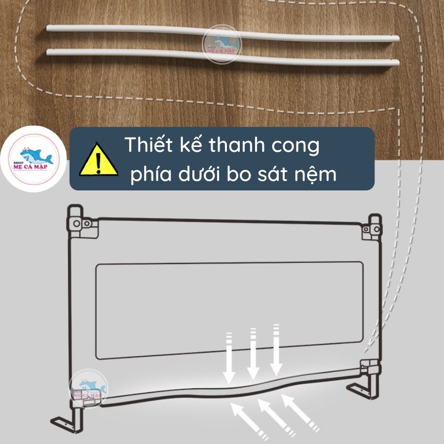 Thanh chắn giường cho bé Pakey SV1 và S1, mẫu mới CAO CẤP nhất SIÊU DÀY chắc chắn cao tới 103cm (1 thanh chắn 1 mặt)