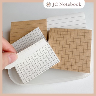 Set 80 sticky note basic giấy kraft nâu - trắng in grid kẻ ô vuông / kẻ ngang