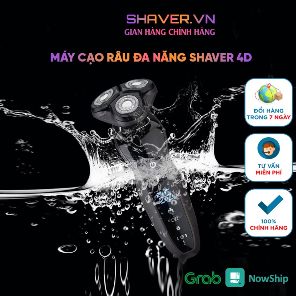 Máy cạo râu thông minh chống nước SHAVER 4D, màn hình LCD