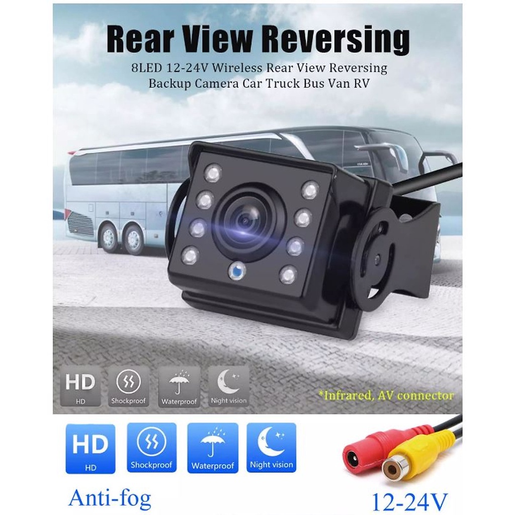 Camera lùi xe tải 8 đèn Led hỗ trợ quay đêm kèm dầy AV15m | BigBuy360 - bigbuy360.vn