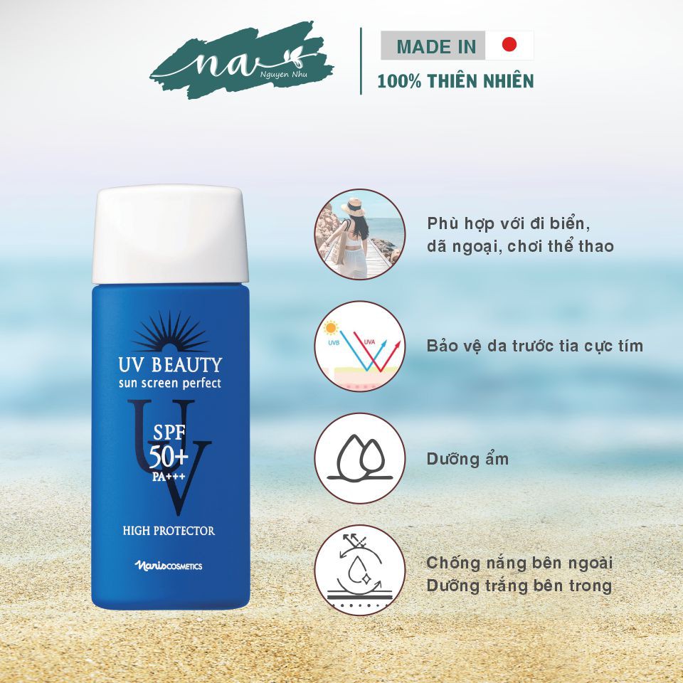 Kem chống nắng body dạng sữa bảo vệ da NARIS UV Beauty Sun Screen Perfect High Protector SPF50+ PA+++ 40g