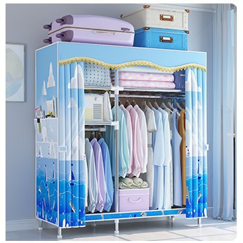 Tủ Vải Đựng Quần Áo Khung titan 3 Buồng Cỡ Lớn Ngang 2m1