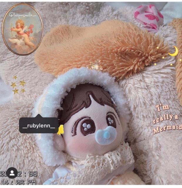 Nón trùm đầu buộc ren cho doll 10cm,15cm,20cm