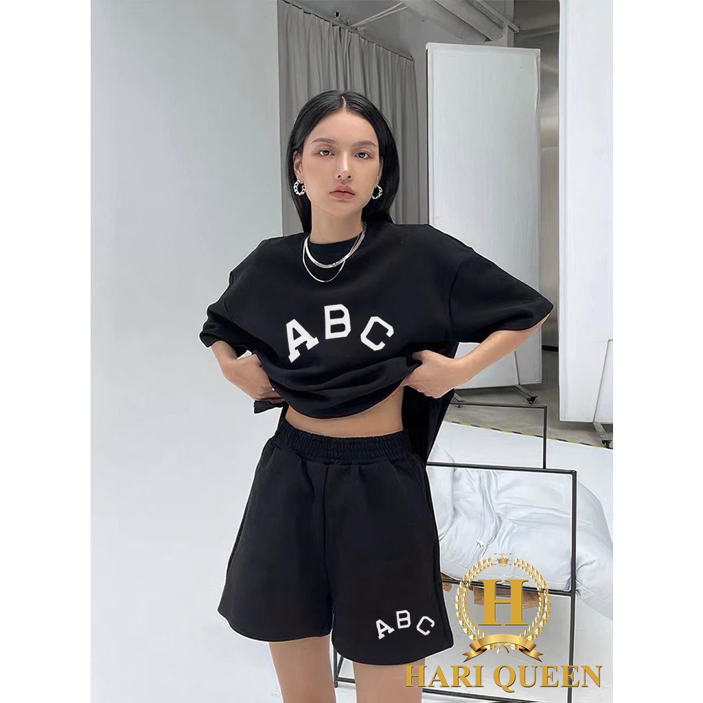 [RẺ VÔ ĐỊCH] Sét áo thun + quần ABC basic form rộng tay lỡ dành cho nam nữ