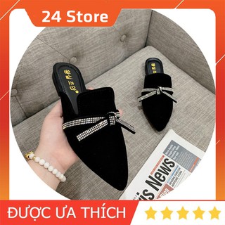 Dép sục mũi nhọn kiểu dáng Hàn Quốc Nơ thắt đính đá cực chất
