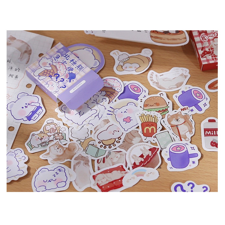 Sticker cute chống nước, hình dán mũ bảo hiểm, laptop, điện thoại, vali, sổ phong cách Hàn Quốc