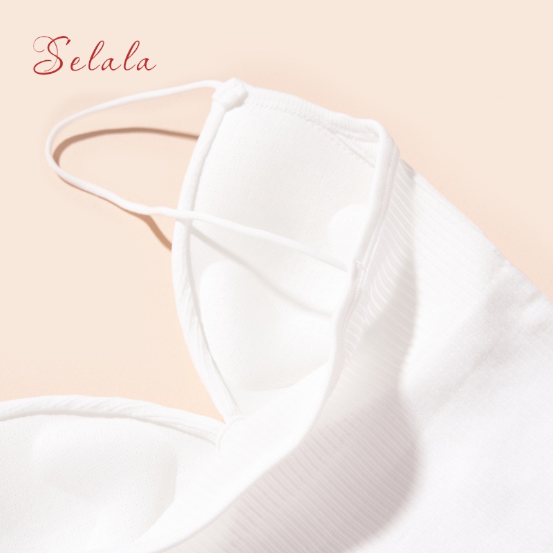 Áo Hai Dây Selala Dáng Ôm Gân Tăm Cổ V Có Sẵn Đệm Tôn Dáng V06