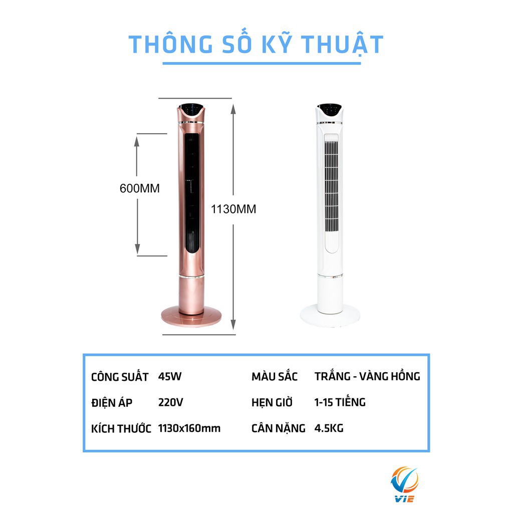 Quạt tháp không cánh Vie poco tích hợp chế độ cung cấp ion âm, lọc không khí | BigBuy360 - bigbuy360.vn