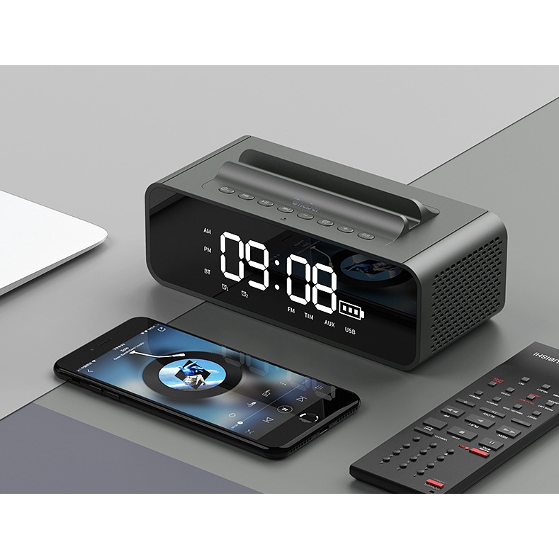Loa Bluetooth Không Dây OneDer Phantom V06 Đa Năng Kết Hợp Đồng Hồ Báo Thức Bass Mạnh Mẽ Hàng Cao Cấp