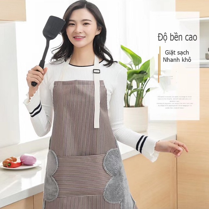 Combo 2 tạp dề tích hợp khăn lau 2 bên cao cấp phong cách hàn quốc cùng chị em nội trợ vào bếp 00352