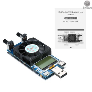 B&O Multi-functional 0.2A~3A 35W LCD USB Electronic Load Tester Module Adjustable Constant Current Resistance Power Battery Tester with Cooling Fan