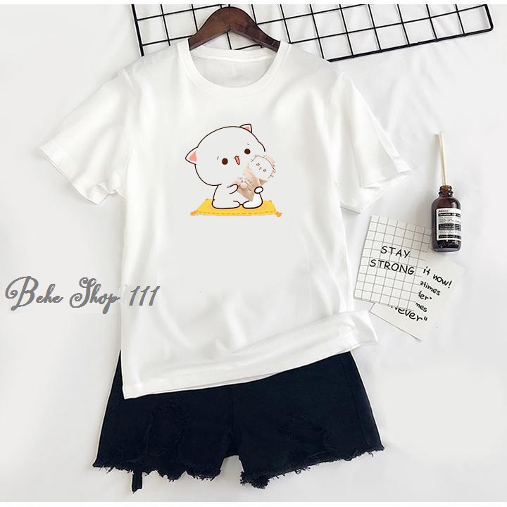 Áo phông nam nữ họa tiết chú mèo cute form rộng vải dày mịn phong cách hàn quốc 250520212