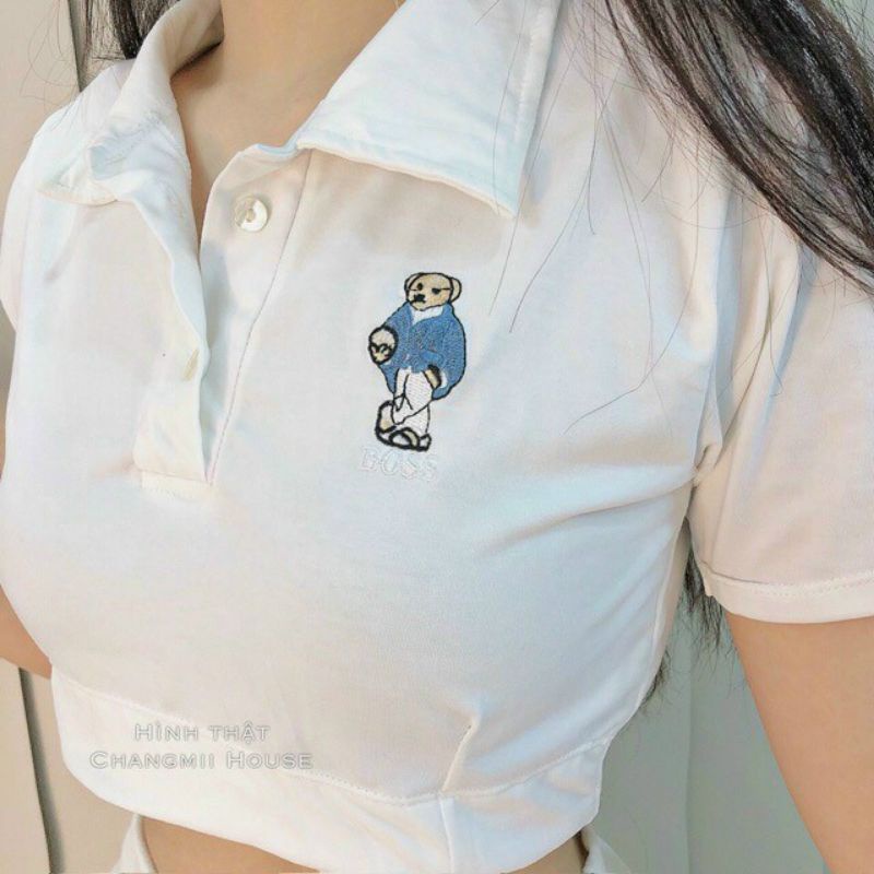 SÉT GẤU TRÚC CUTE HỞ BỤNG chân váy chữ a #sét,_nữ