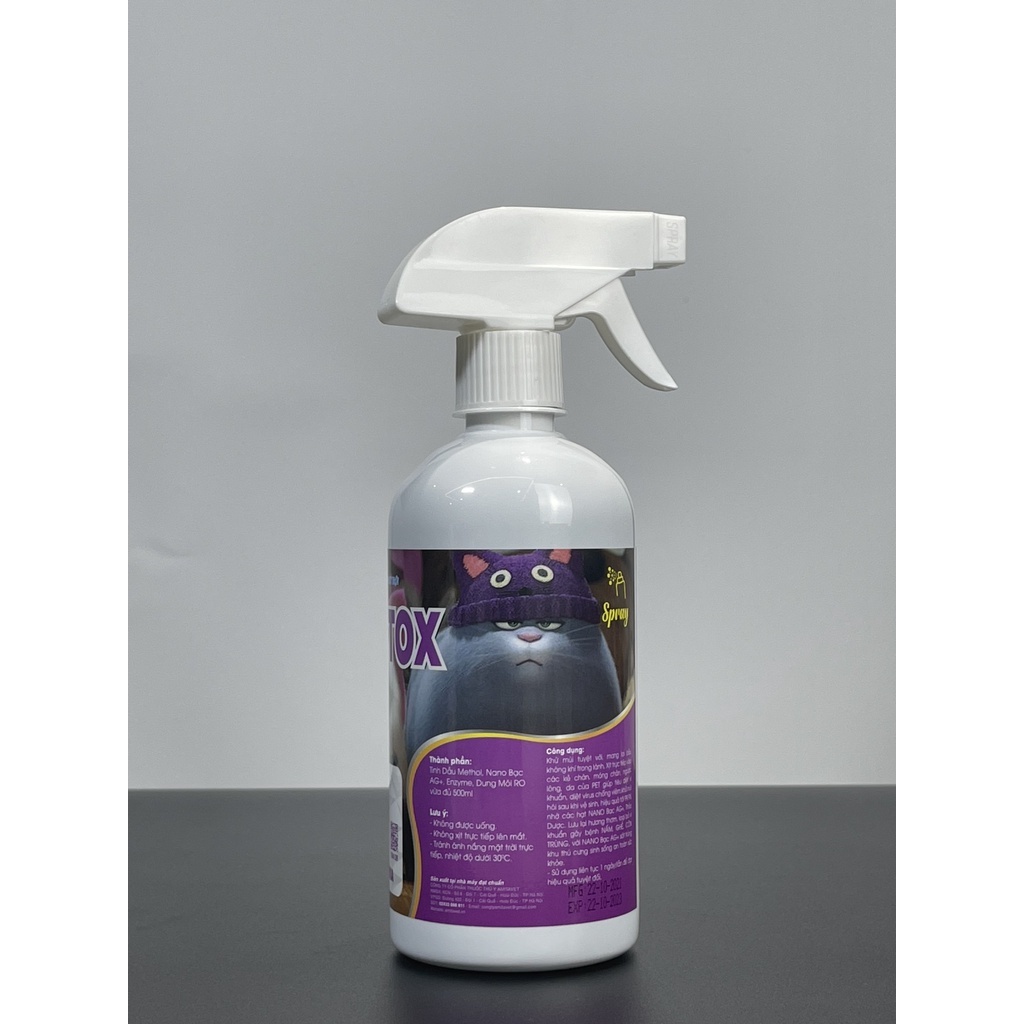 Xịt mùi hôi chó mèo Clean Tox giúp môi trường sạch sẽ thơm mát chai 500ml từ AMITAVET giúp thú cưng khỏe mạnh