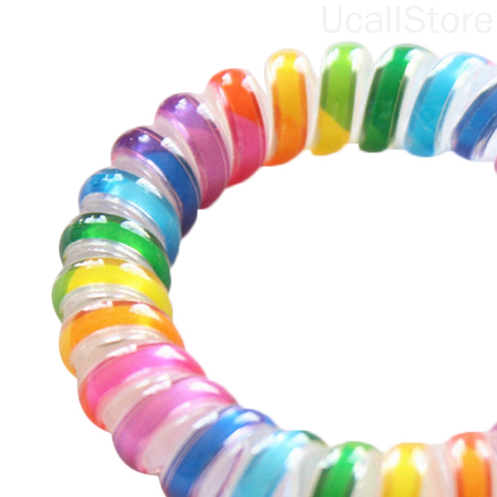 Dây Cột Tóc Lò Xo Co Giãn Màu Sắc Cầu Vồng Dành Cho Nữ Mã 1