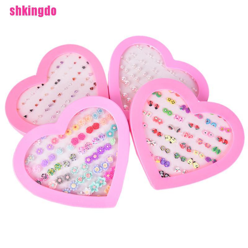 Set khuyên tai đất sét hình hoa/ trái cây handmade dễ thương cho trẻ em