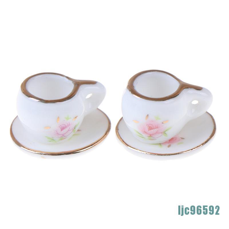 Set 8 Ly Uống Trà Bằng Sứ 1 / 12 Trang Trí Nhà Búp Bê Ljc96592