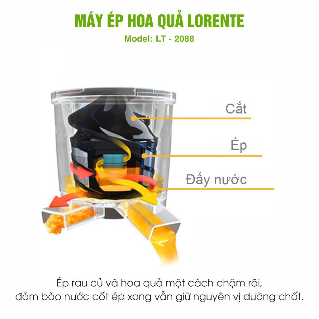 Máy Ép Hoa Quả Lorente LT-Máy Ép Chậm Lorente-2088 Hàng Chính Hãng