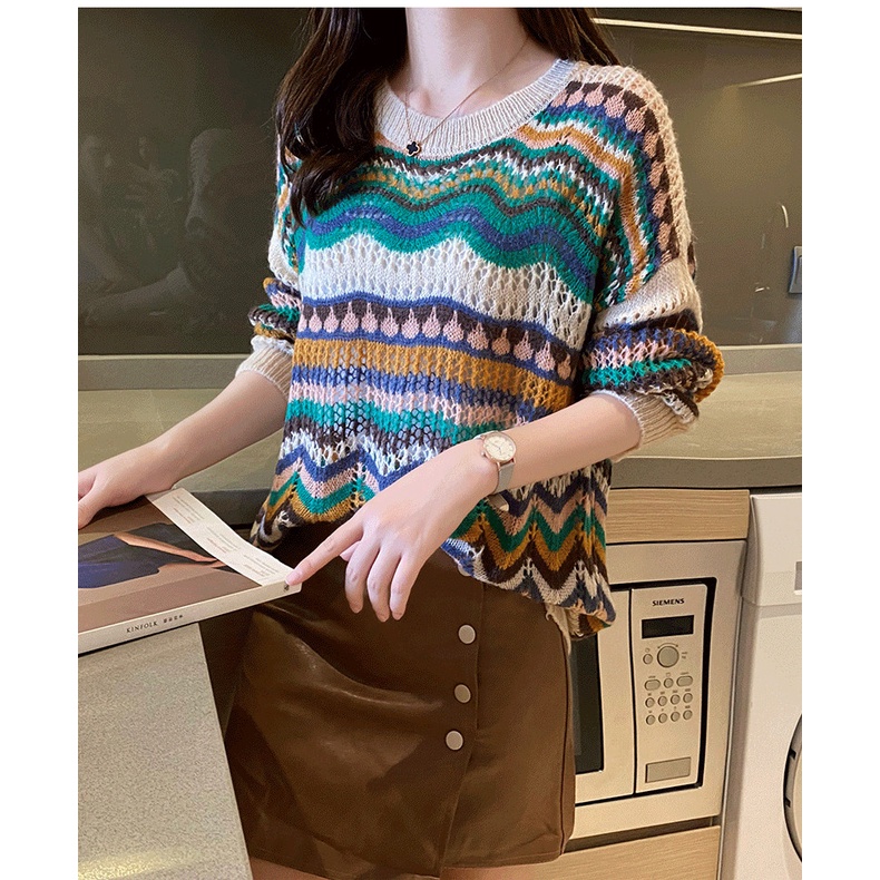 Áo len nữ mỏng oversize kiểu dáng cá tính hàng len QC