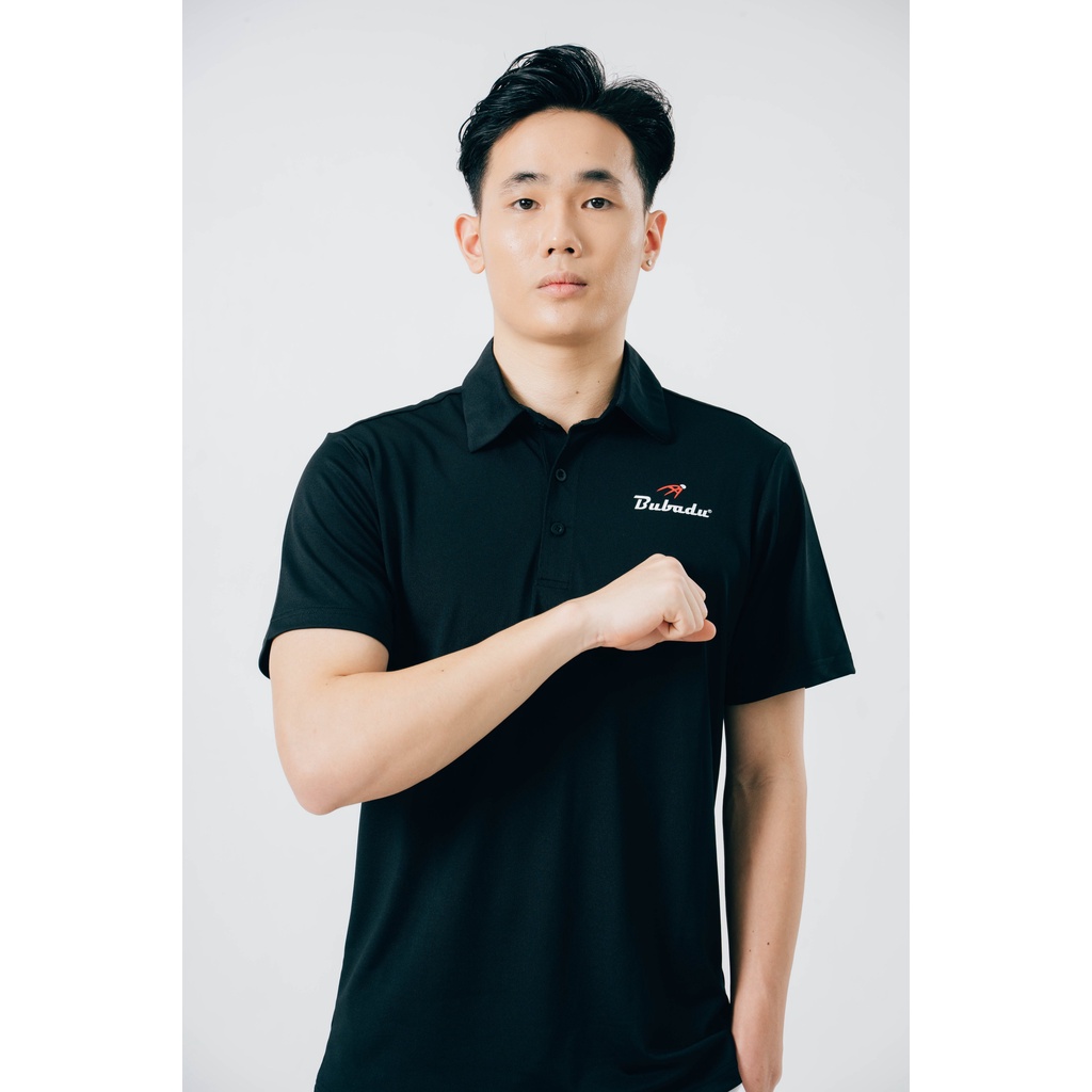 ÁO CẦU LÔNG POLO TRAINING MÀU ĐEN BUBADU CHÍNH HÃNG