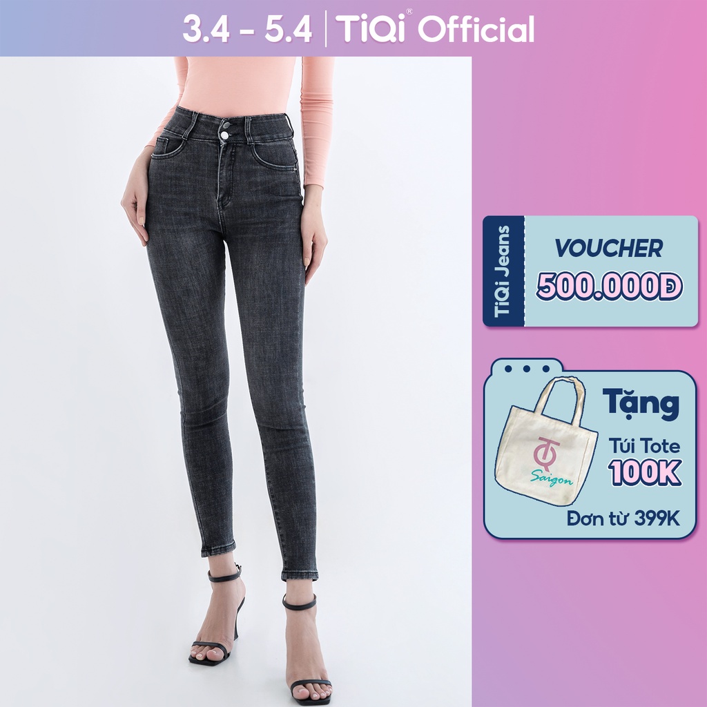 Quần Jean Skinny Nữ Vải Denim Co Giãn Màu Xám TiQi Jean G1-508