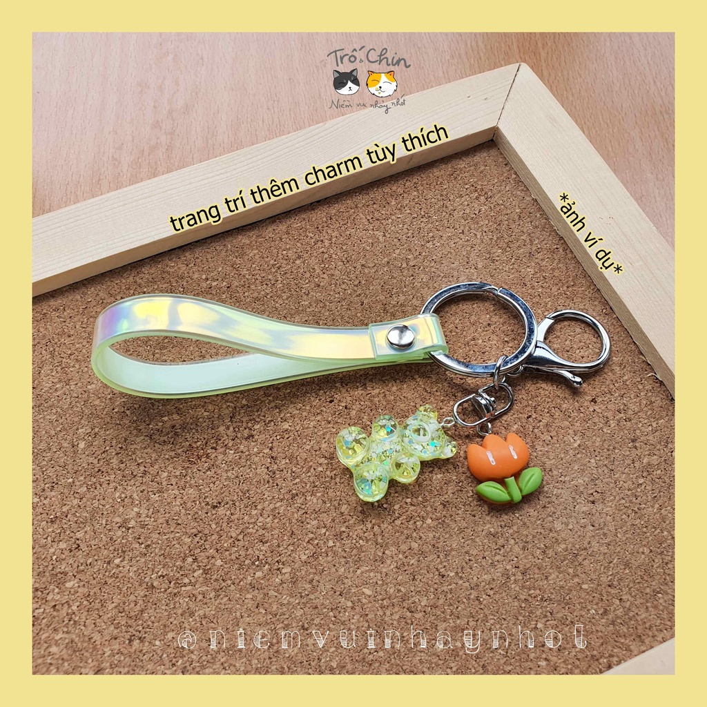 Móc khóa, phôi móc khóa lấp lánh nhiều màu ánh hologram xà cừ