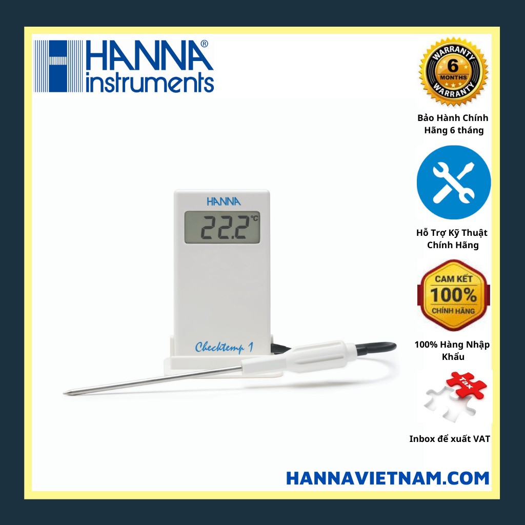 Máy Đo Nhiệt Độ Hanna HI98509 - Nhiệt Kế Bỏ Túi Có Dây cáp Silicon 1m -chức năng CALCheck tự kiểm tra máy , đầu dò