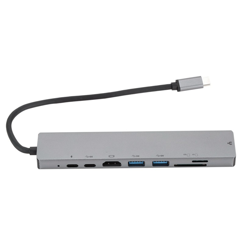 Bộ Chuyển Đổi 8 Trong 1 Usb-C Sang Type-C 2 Usb 3.0 Hub 4k Hdmi Rj45 Cho Macbook